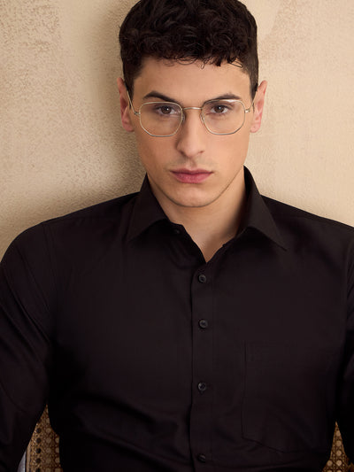 Black: Spread Collar Shirt