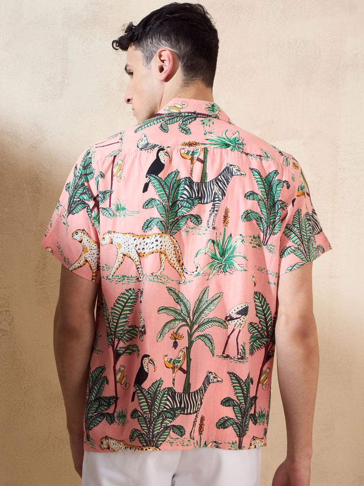 Baby Pink: Tropical Printed Shirt