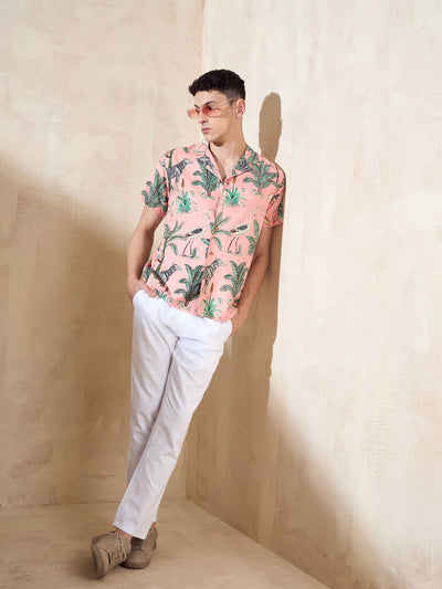 Baby Pink Tropical Printed Shirt