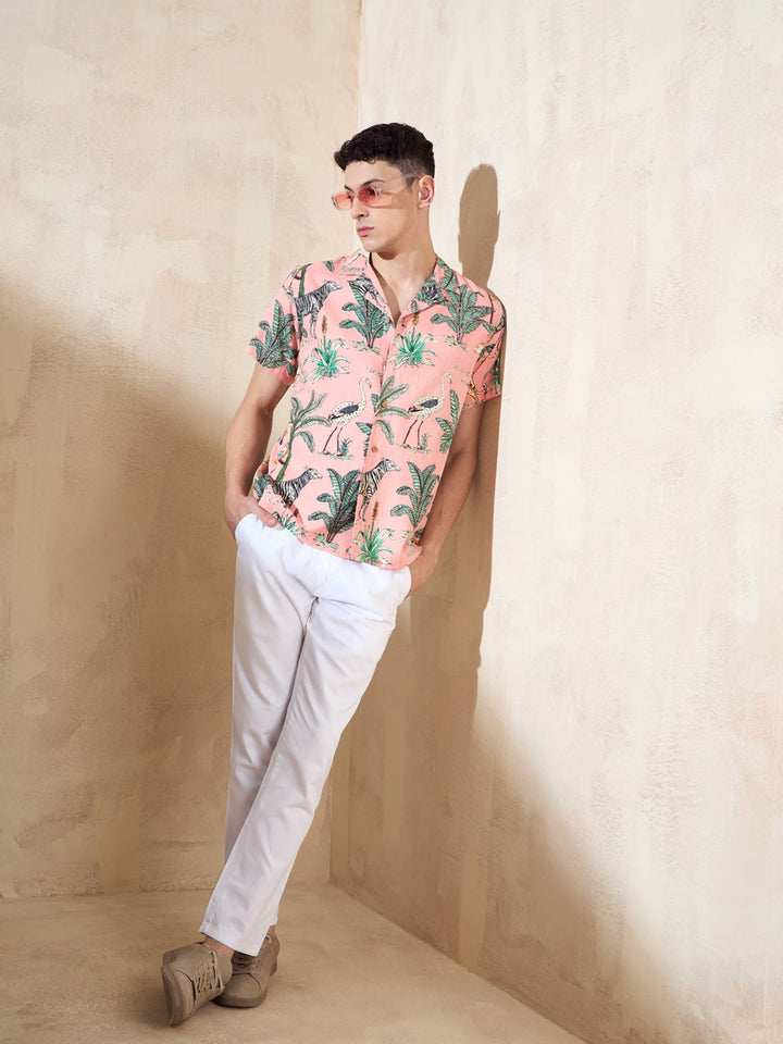 Baby Pink: Tropical Printed Shirt