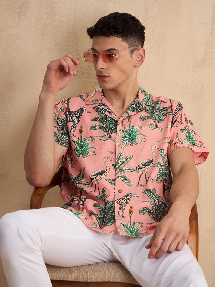 Baby Pink: Tropical Printed Shirt