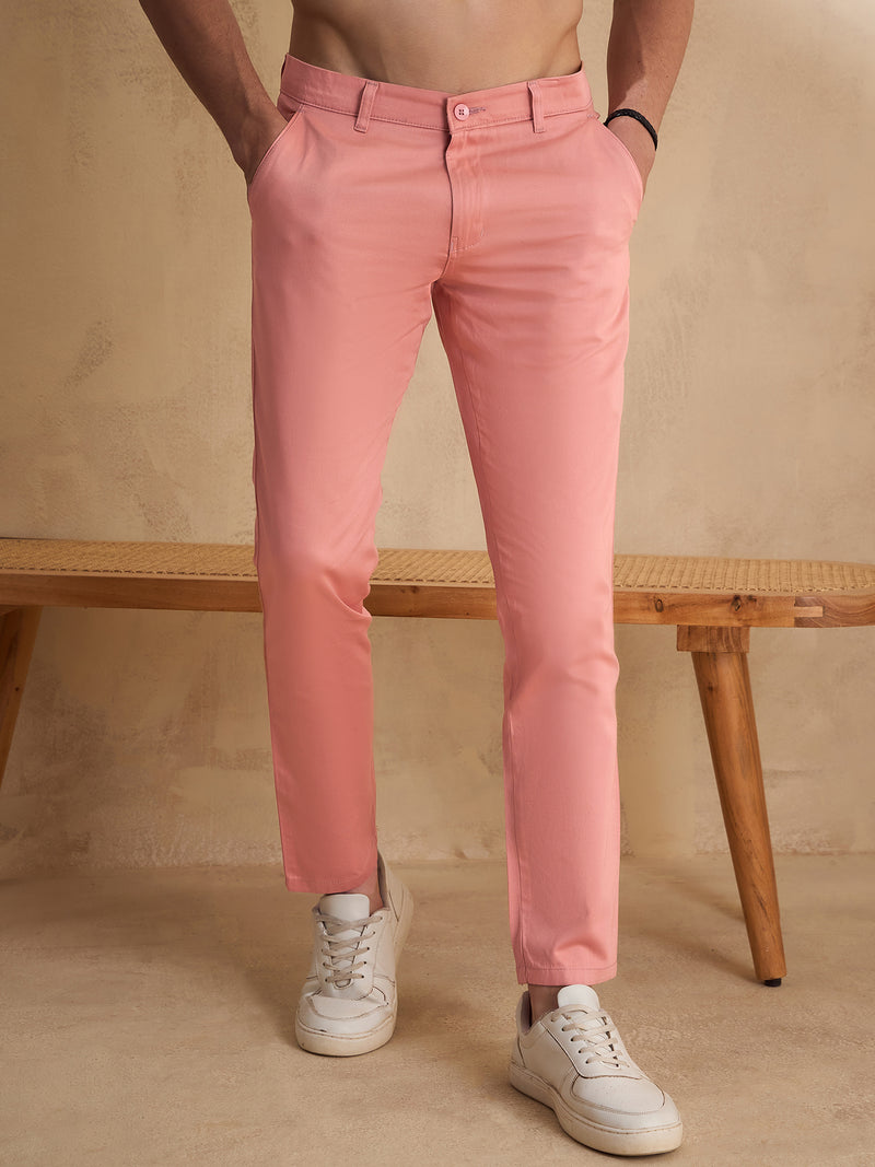 Rose Pink: Straight Fit casual Trouser