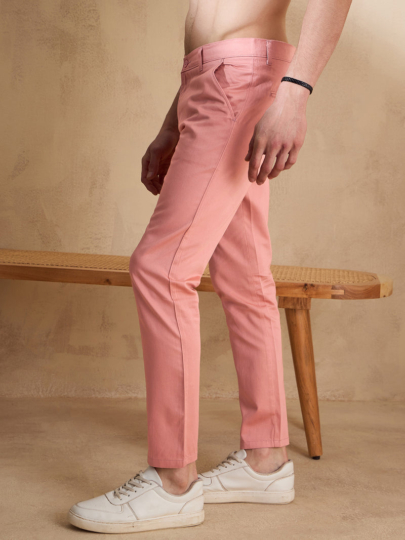Rose Pink: Straight Fit casual Trouser