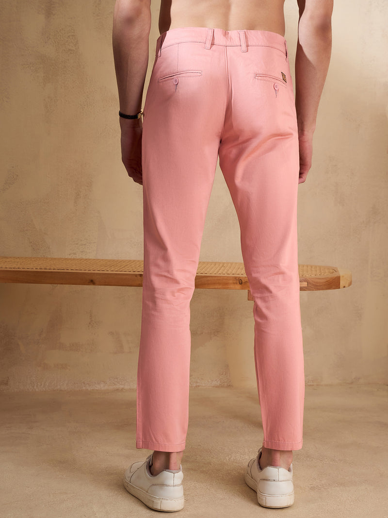 Rose Pink: Straight Fit casual Trouser