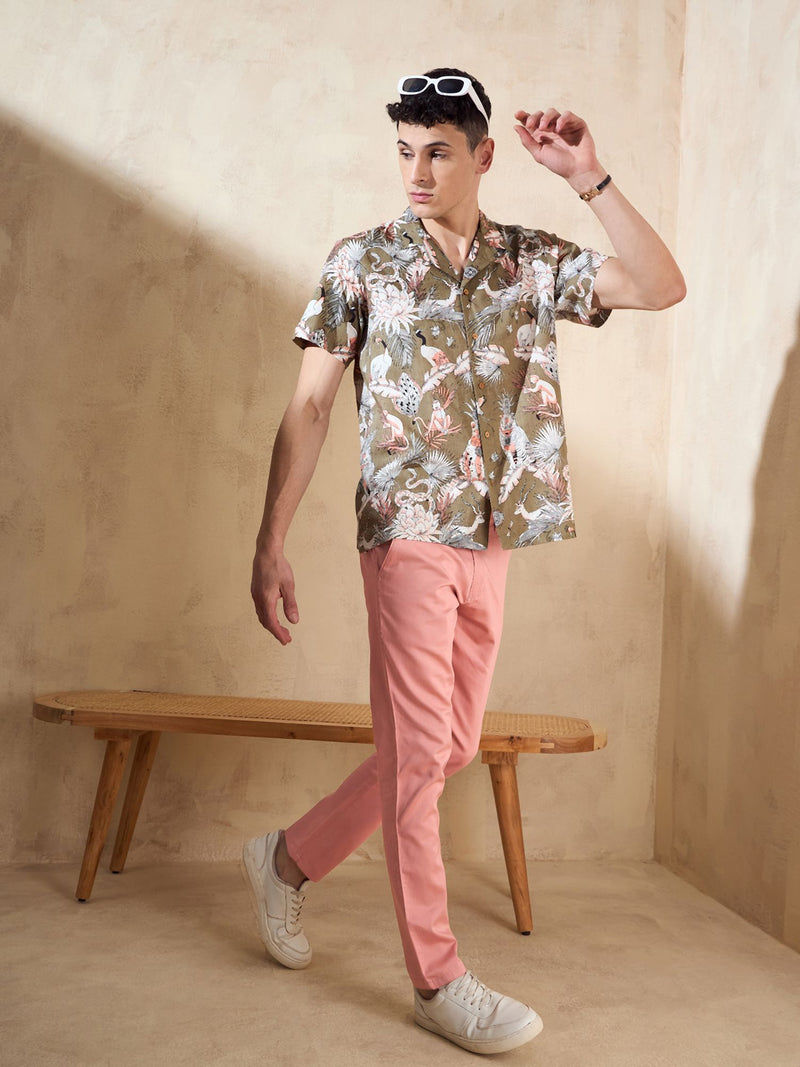Rose Pink: Straight Fit casual Trouser