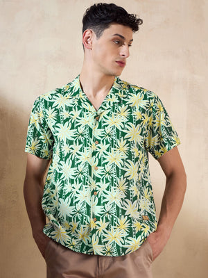 Dennison men's green oversized shirt front view