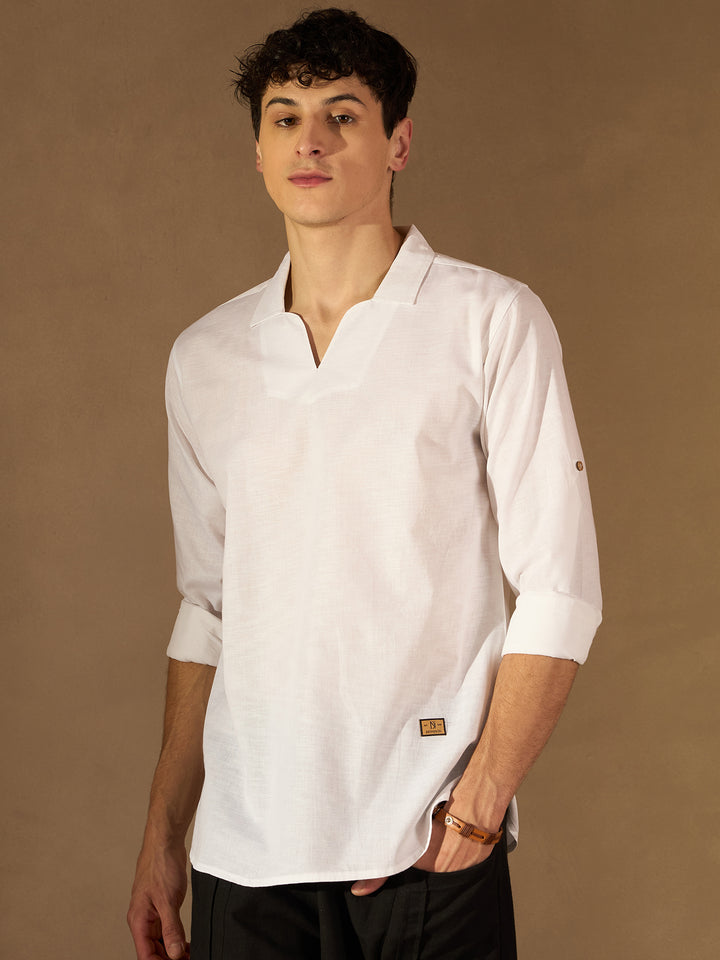 Men White Comfort Fit Kurta