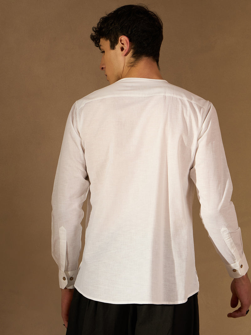 Men White Solid Kurta