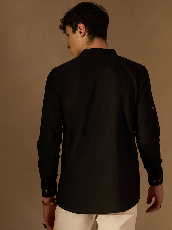 Men Black Comfort Fit Kurta