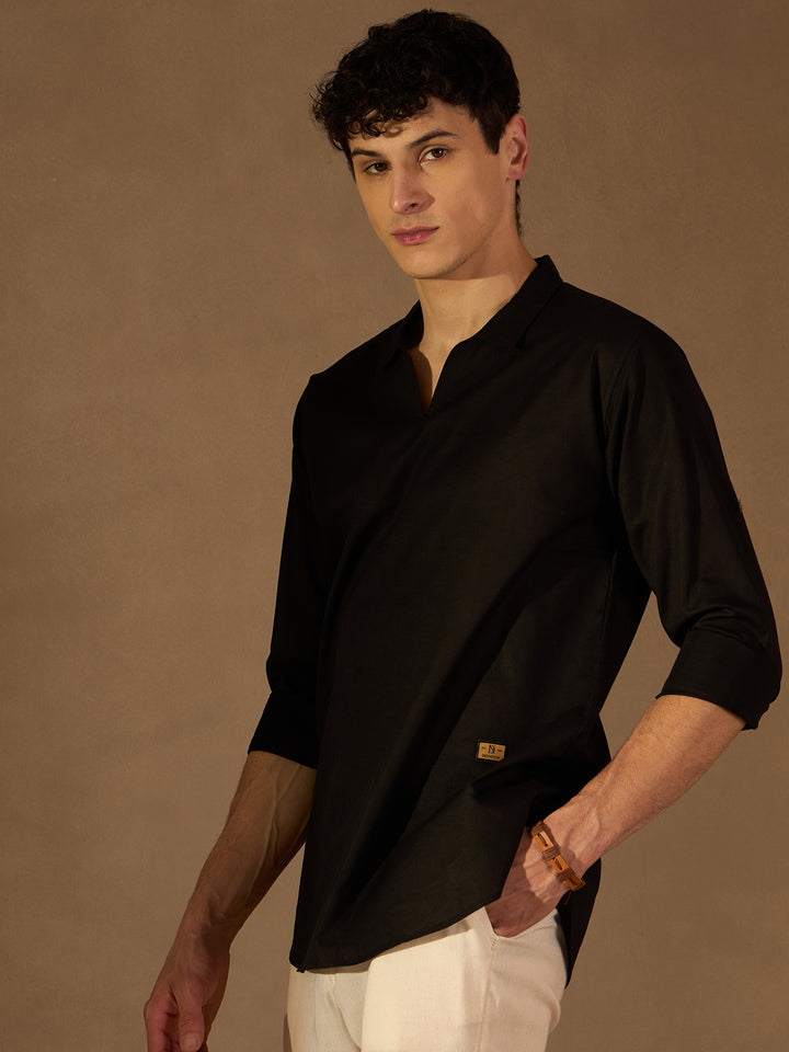 Men Black Comfort Fit Kurta