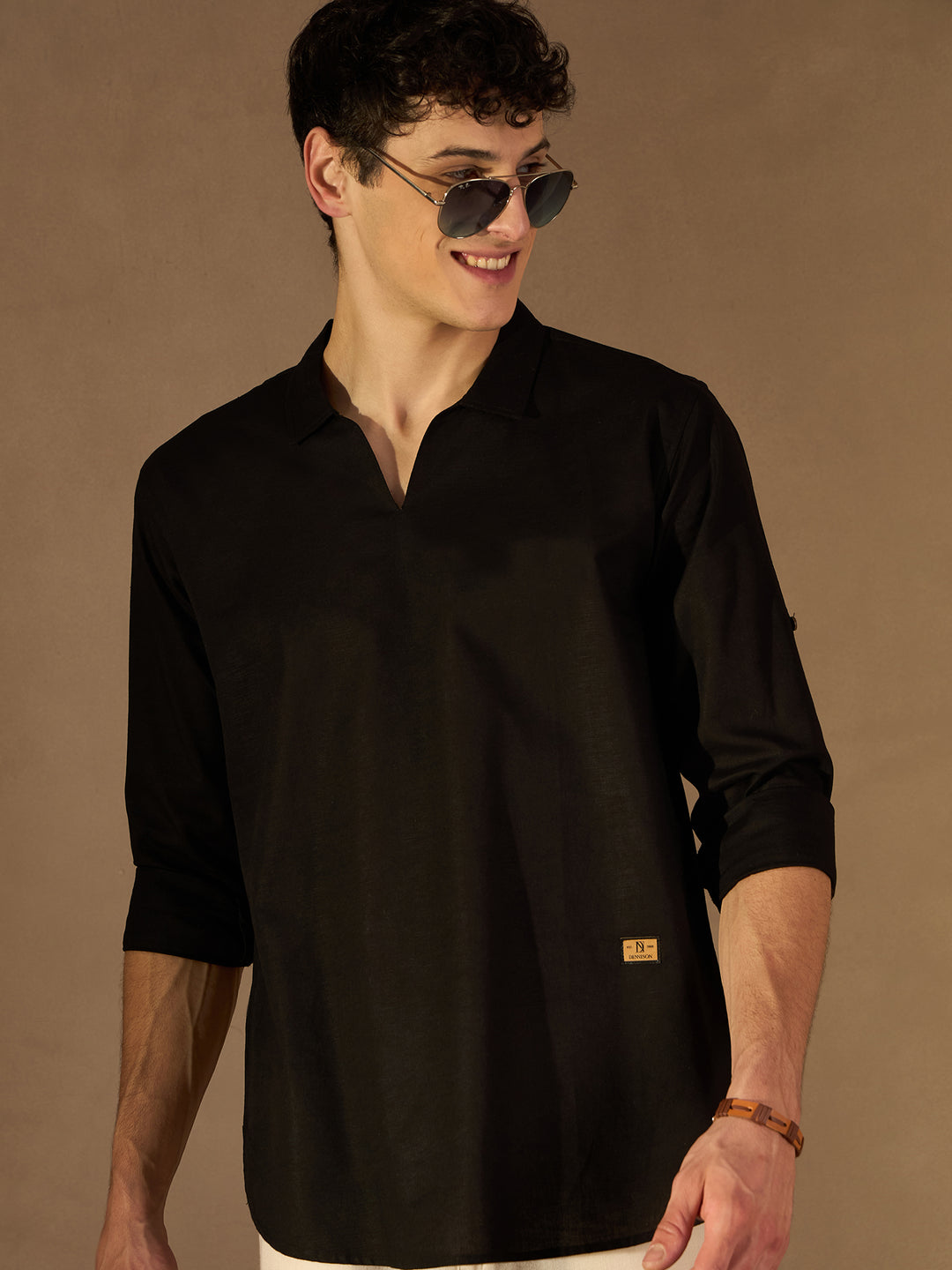 Men Black Comfort Fit Kurta