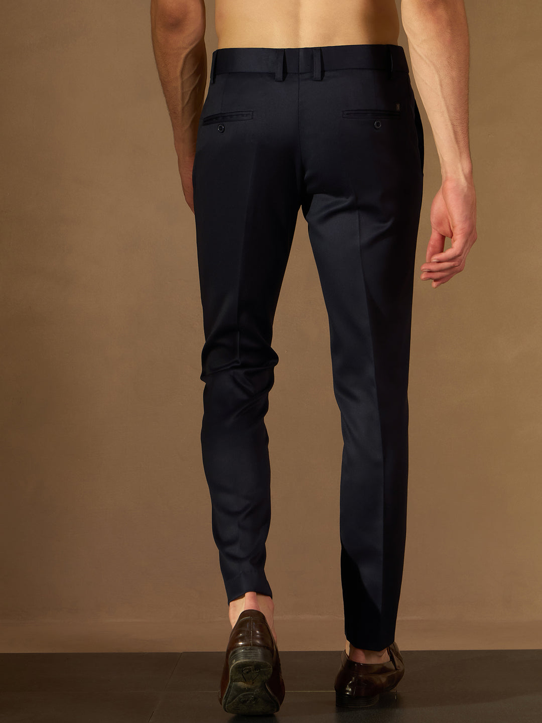 Navy Blue Auto Fit Flexi Waist Pleated Trouser