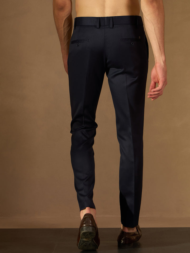 Navy Blue Auto Fit Flexi Waist Pleated Trouser