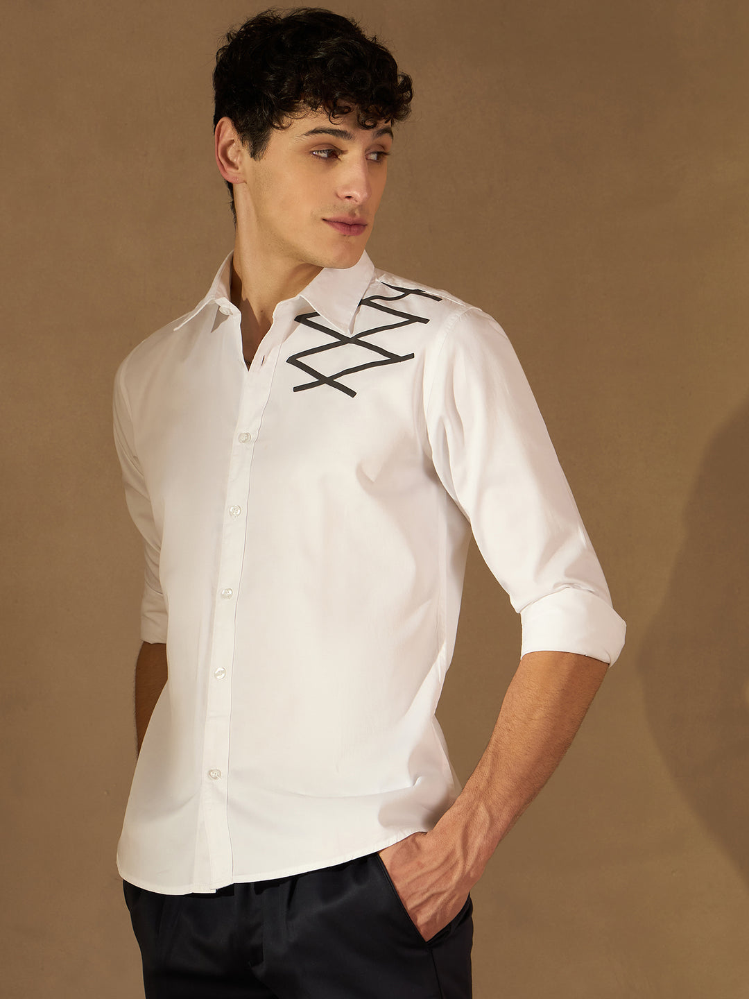 DENNISON Smart Geometric Printed Cotton Casual Shirt