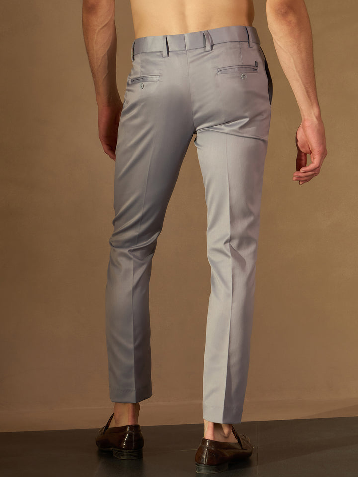 Light Grey Auto Fit Flexi Waist Pleated Trouser