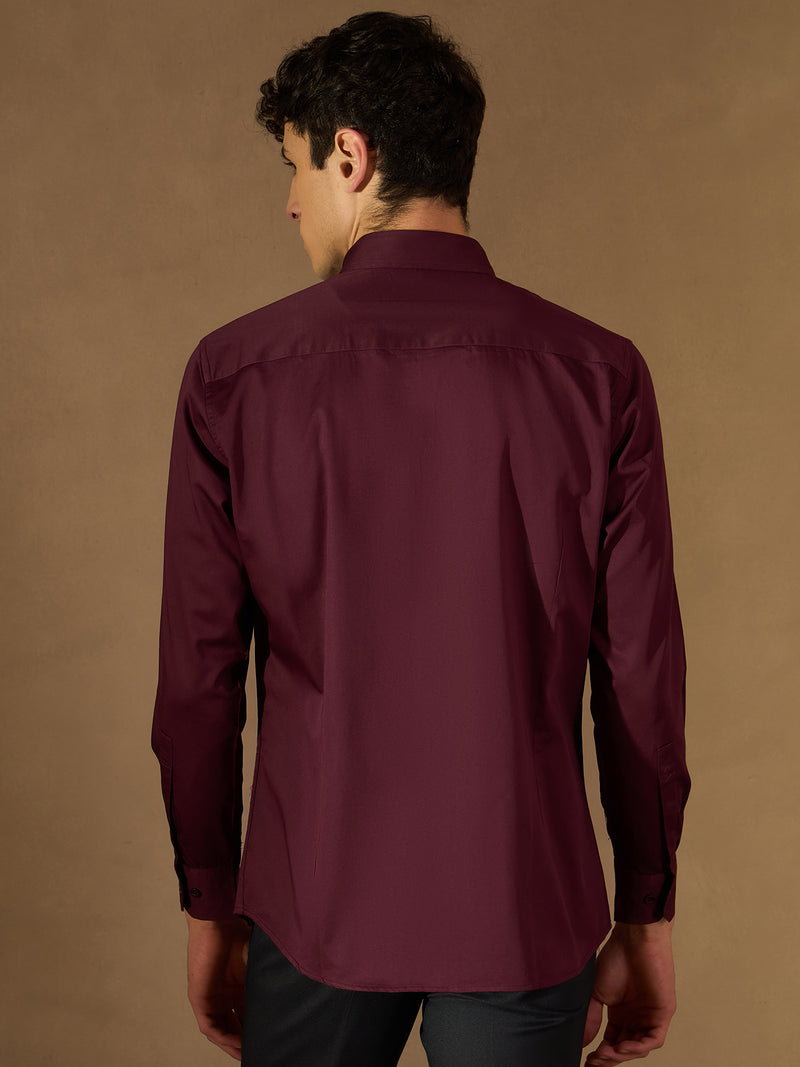 Maroon: Full Sleeves Cotton Partywear Shirt