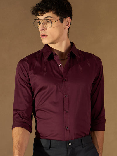Maroon: Full Sleeves Cotton Partywear Shirt