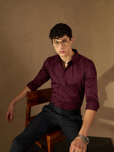 Maroon: Full Sleeves Cotton Partywear Shirt