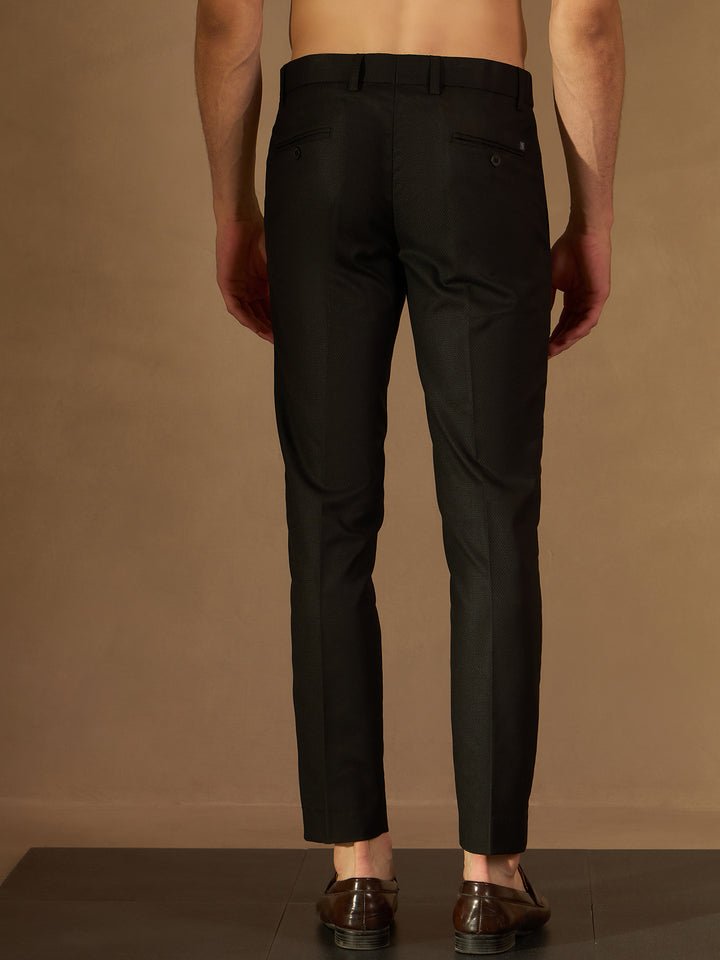 Black Auto Fit Flexi Waist Pleated Trouser