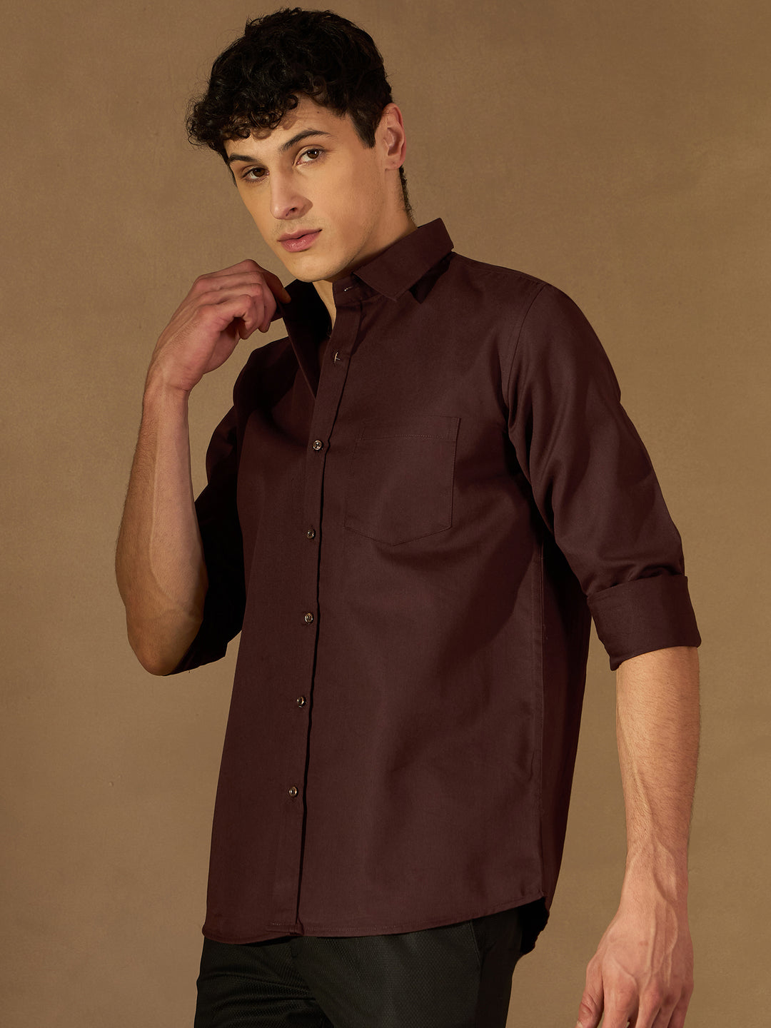 DENNISON Men Brown Formal Shirt