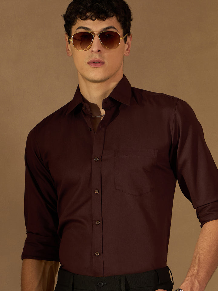 DENNISON Men Brown Formal Shirt