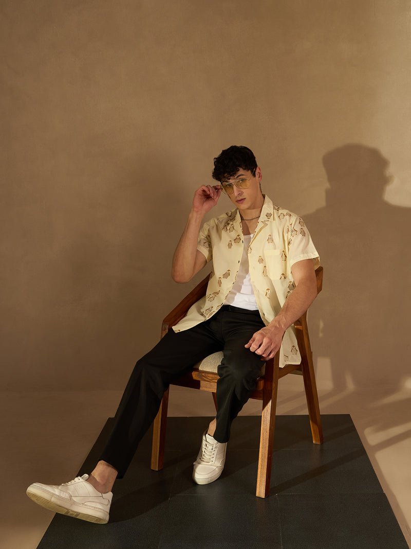 Men's Black Korean Loose Fit Trouser