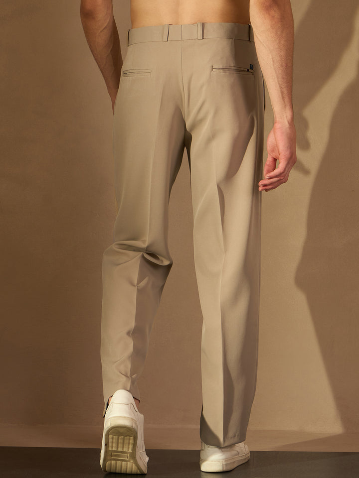 Men's Beige Korean Baggy Loose Fit Trouser