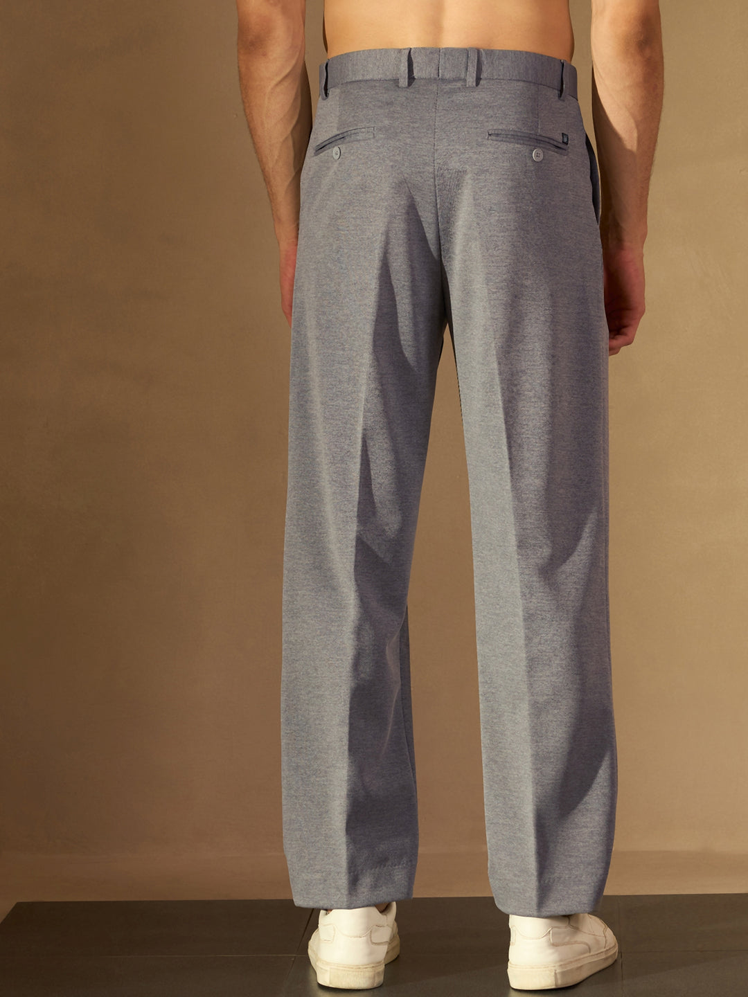 Men's Grey Korean Loose Fit Trouser