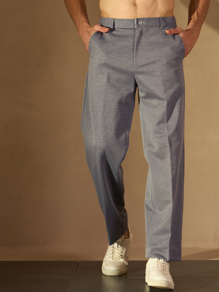 Men's Grey Korean Loose Fit Trouser