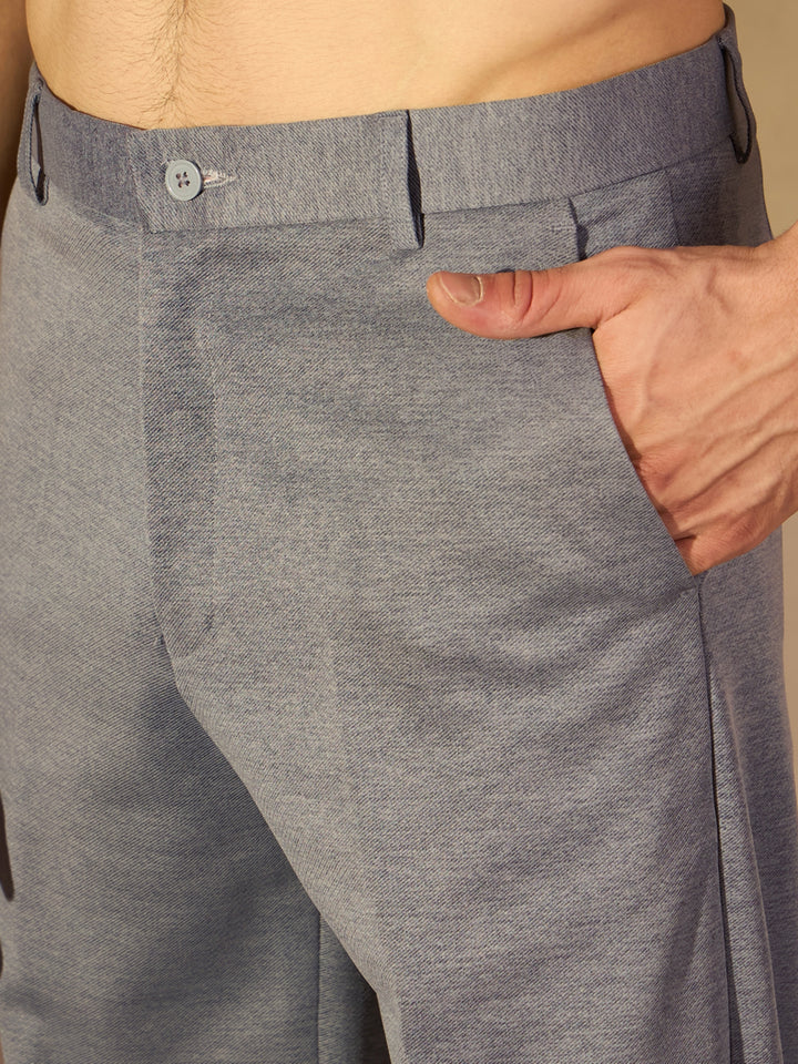 Men's Grey Korean Loose Fit Trouser