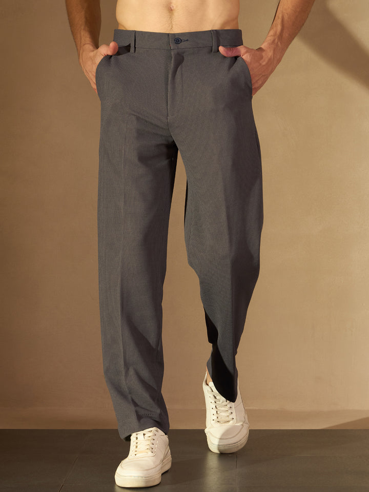 Men's Grey Korean Loose Fit Trouser