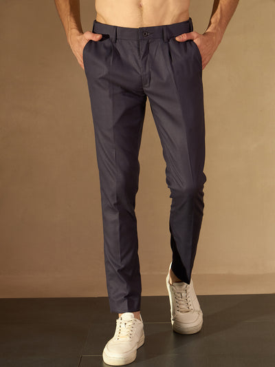 Charcoal Grey Auto Fit Flexi Waist Pleated Trouser
