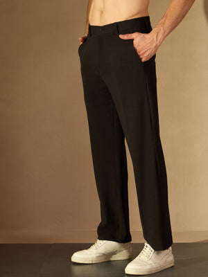 Men's Black Korean Loose Fit Trouser