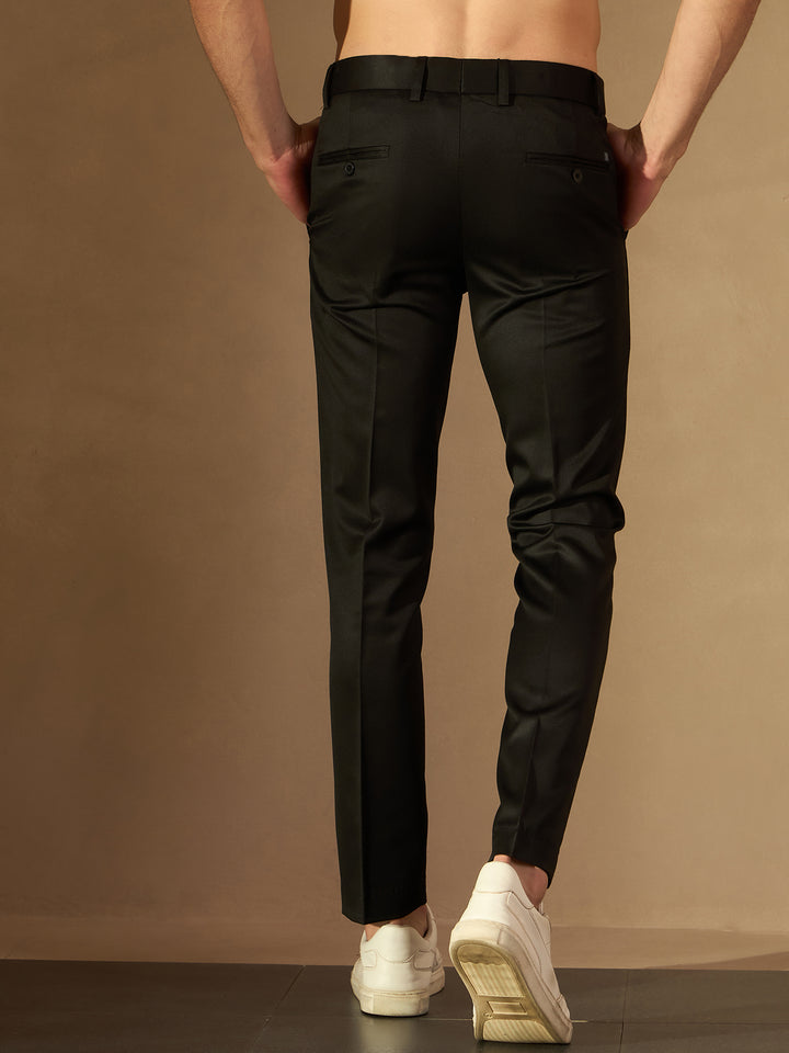 Black Auto Fit Flexi Waist Pleated Trouser