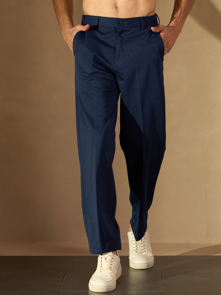 Men's Navy Blue Loose Fit Trouser