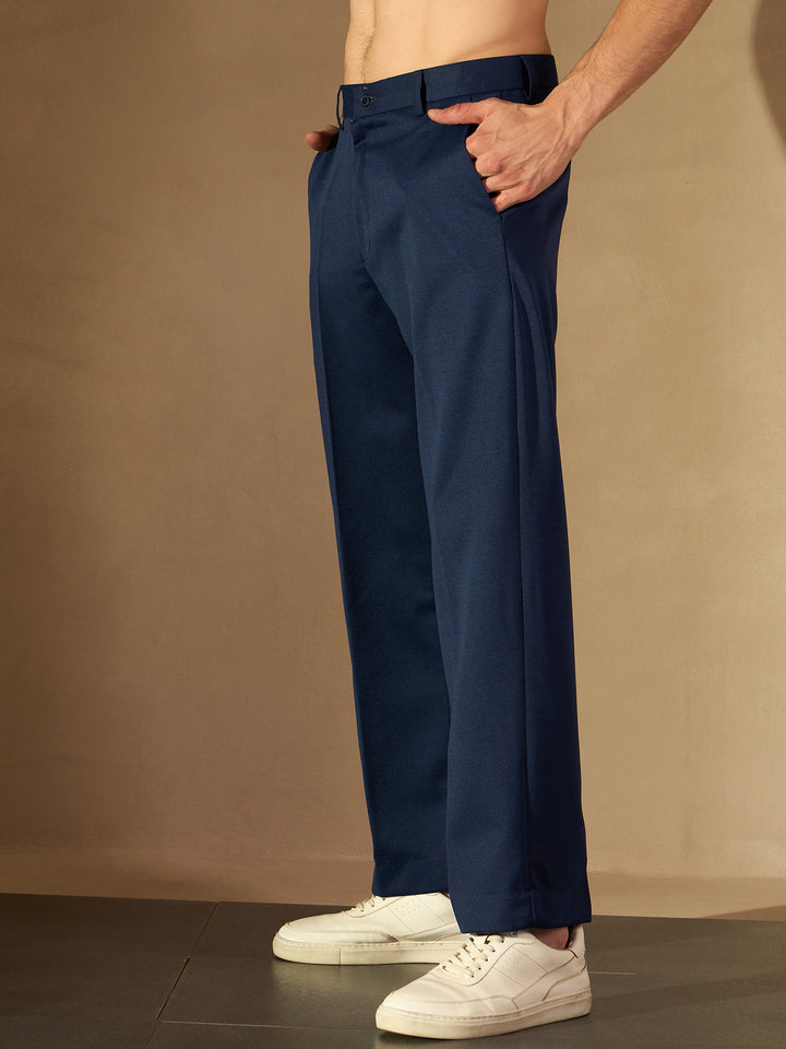 Men's Navy Blue Loose Fit Trouser