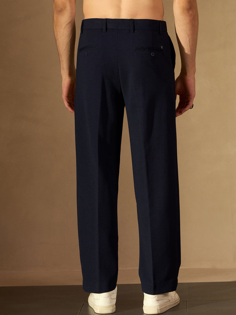 Men's Korean Baggy Fit Navy Blue Trouser
