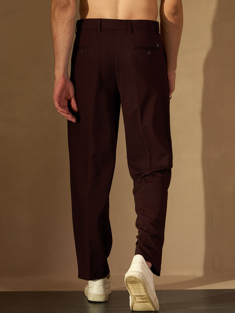Men's Burgundy Korean Loose Fit Trouser