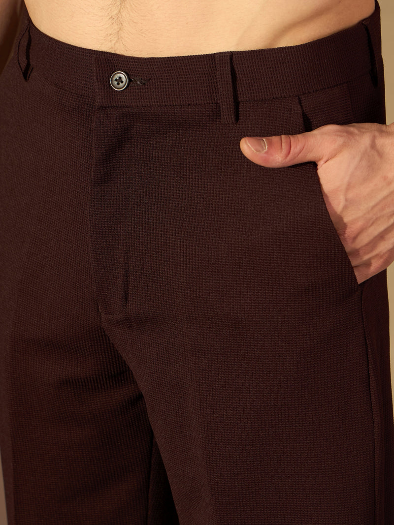 Men's Burgundy Korean Loose Fit Trouser