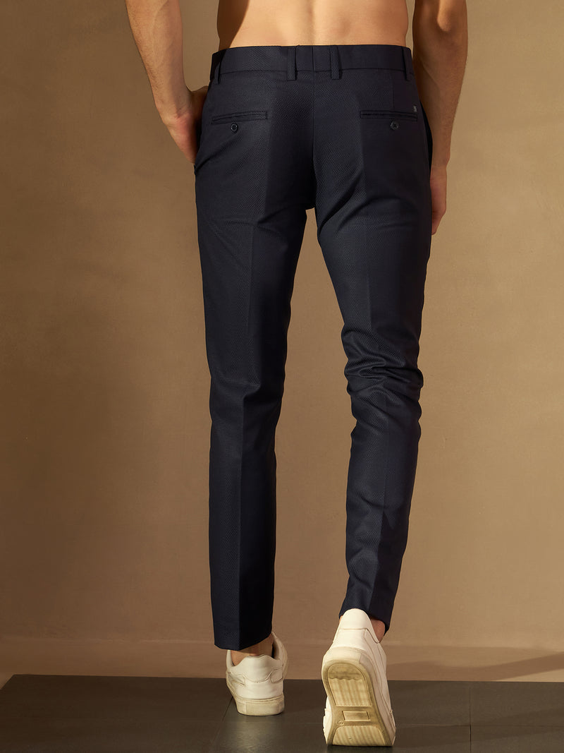 Navy Blue Auto Fit Flexi Waist Pleated Trouser
