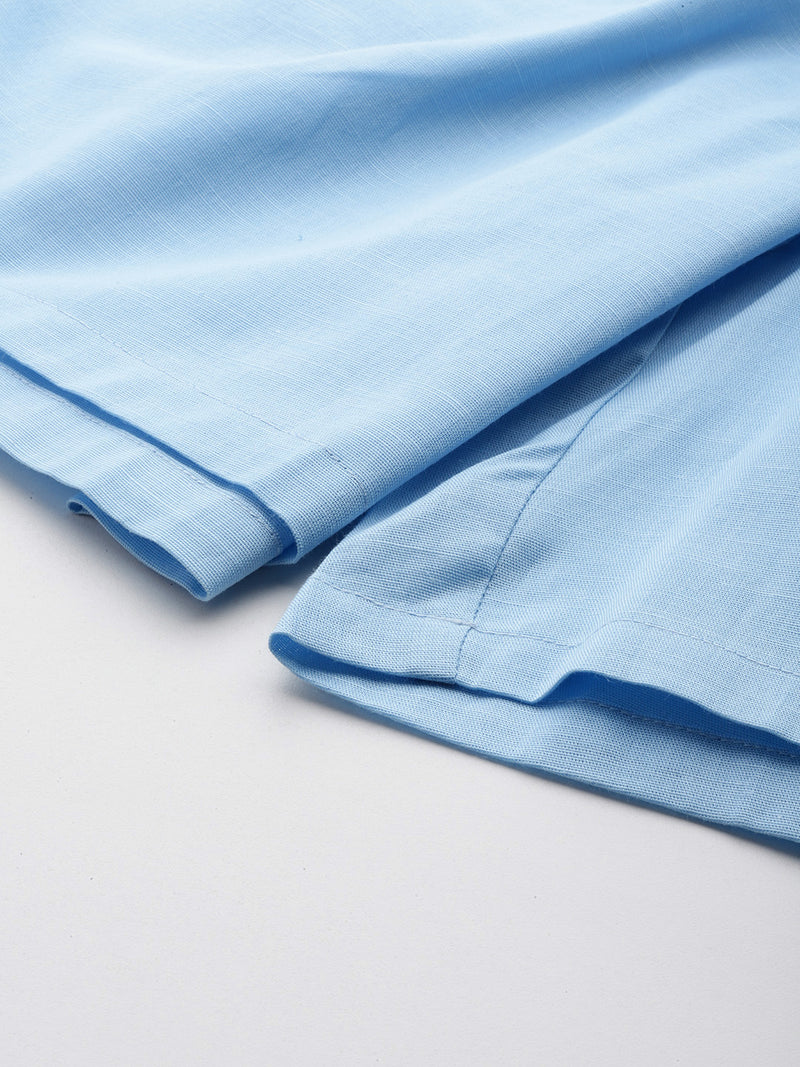 Dennison Solid Cuban Collar Comfort Fit Shirt With Shorts Co-ords
