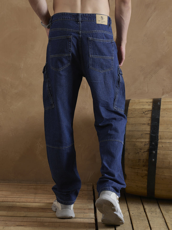 Blue: Baggy Fit Cargo Jeans