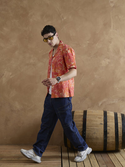 Dennison men's blue baggy cargo jeans front view