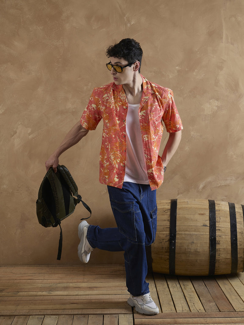 Orange & Cream: Tropical Printed Shirt