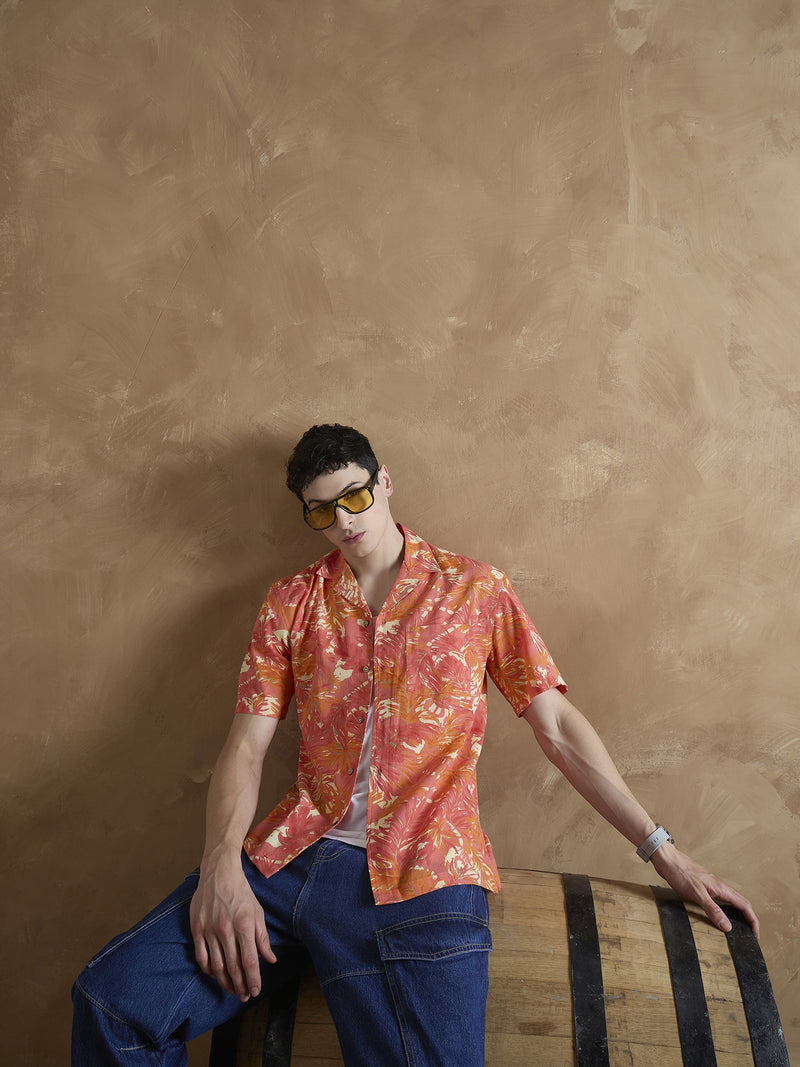 Orange & Cream: Tropical Printed Shirt