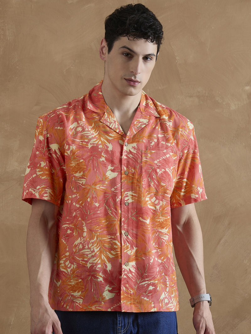 Orange & Cream: Tropical Printed Shirt