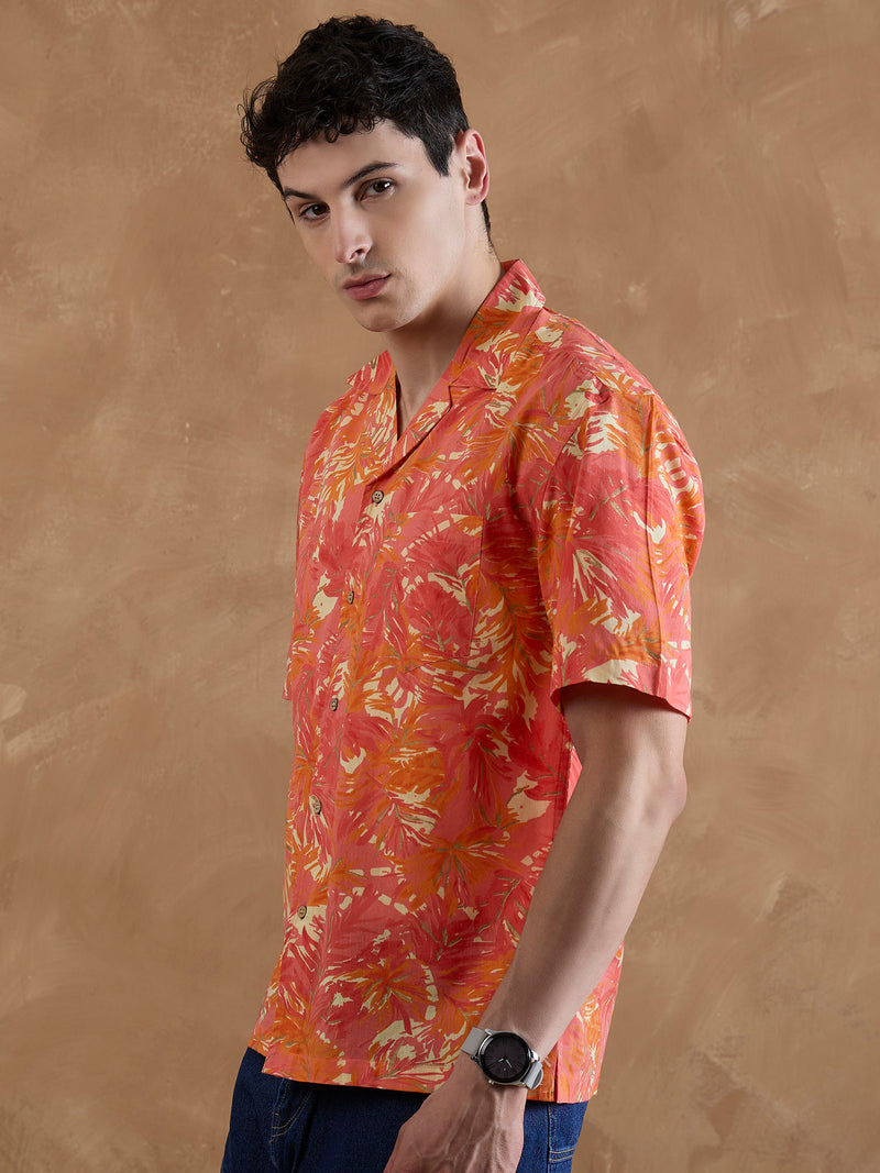 Orange & Cream: Tropical Printed Shirt