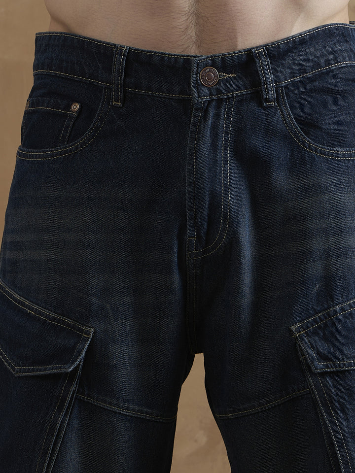 Blue: Baggy Fit Cargo Jeans