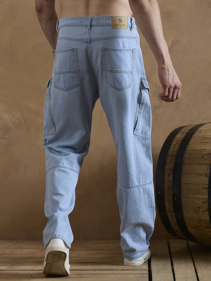 Light Blue: Baggy Fit Cargo Jeans