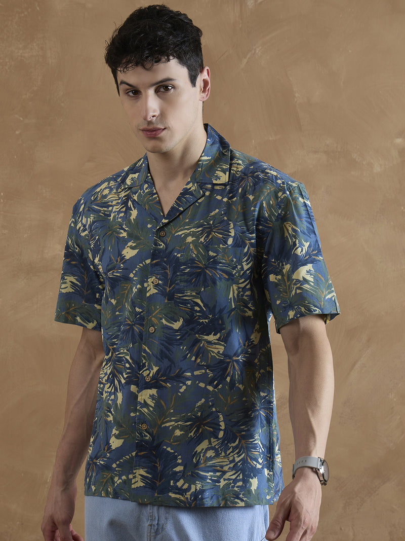 Orange & Blue: Tropical Printed Shirt